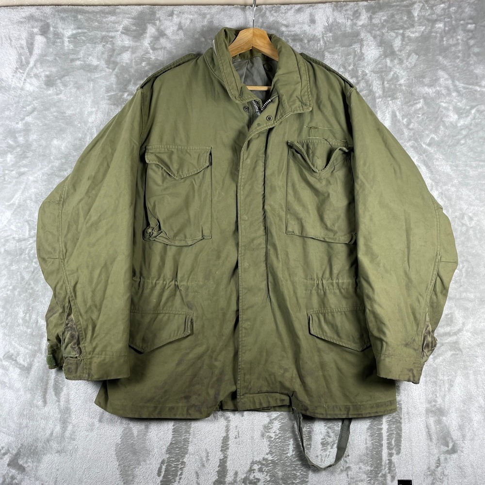 Vintage Military M-65 Field Jacket Men Large Green OG-107 Cold Weather Coat 60s